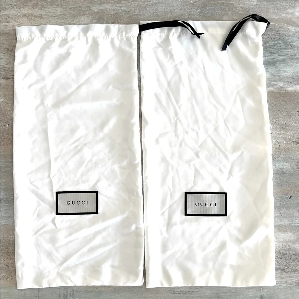 2 Gucci Dust Bag Pouch SHOES ACCESSORIES Ivory Black & AUTHENTIC 2 S M EUC